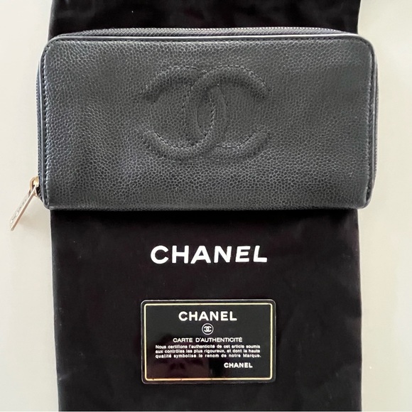 CHANEL Handbags - CHANEL Caviar Leather Black Timeless CC Zippy Long Wallet Organizer